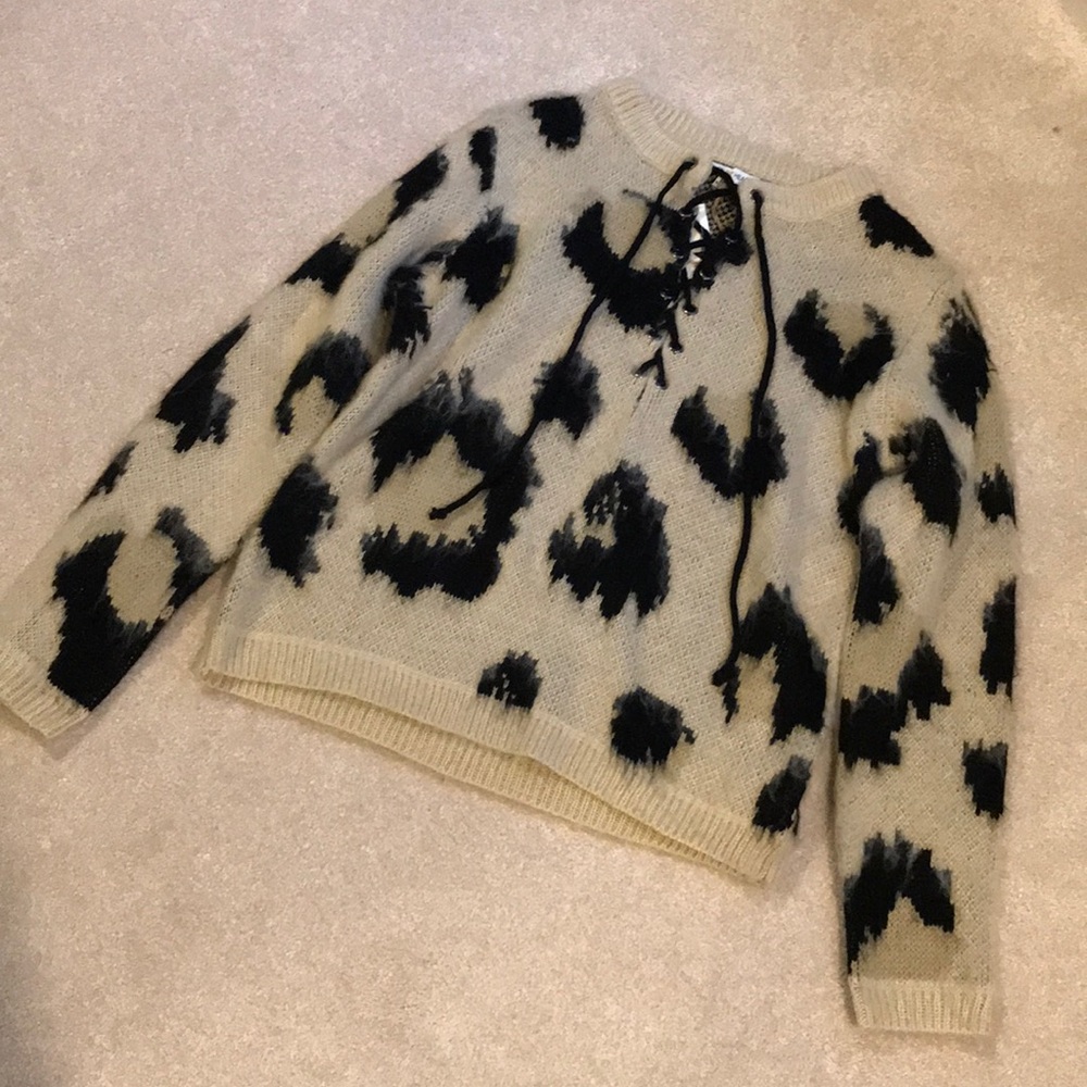 Lace up Leopard Sweater
